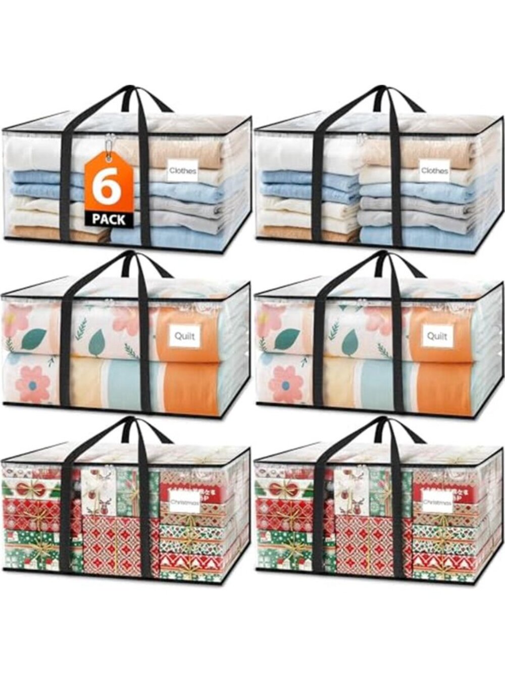 Moving Bags Extra Heavy Duty Oversized Clear Storage Bags with Reinforced Handle